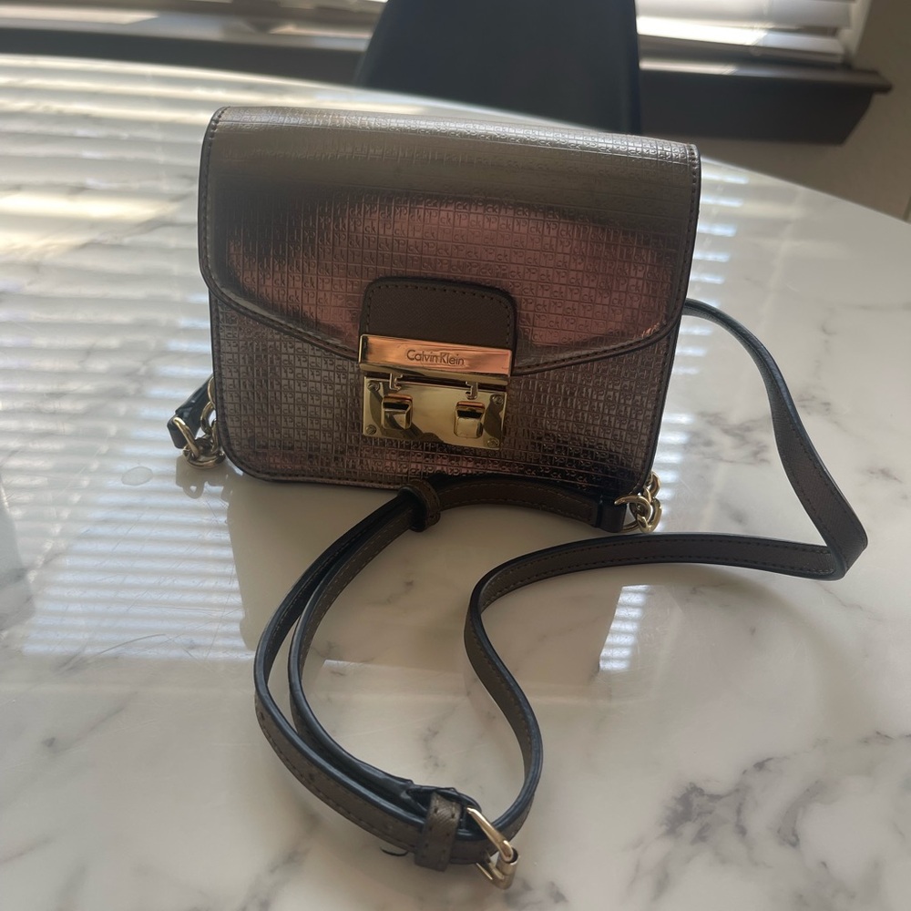 Calvin Klein metallic bronze Mini crossbody
